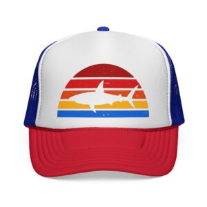 Shark Sunset Trucker Hat — Retro Beach Mesh Cap